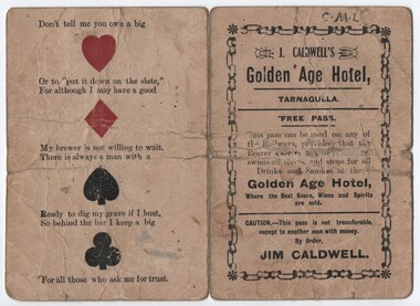 Humorous Advertising Card, Golden Age Hotel, c1920