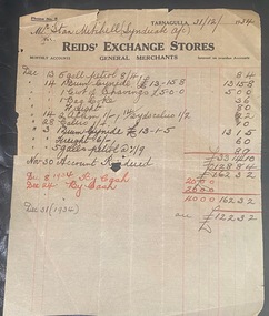 Five Invoices, Reid;s Exchange Stores to Stan Mitche, 1934, All Associated with a Gold Cyaniding Syndicate