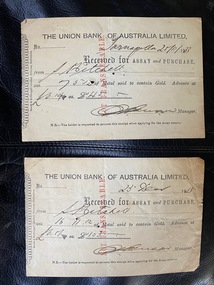 Receipts from Union Bank Tarnagulla for Gold Purchases on account S. Mitchell Syndicate, 1933-34
