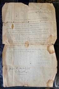 Letter from Dept of Lands and Survey to Joseph Mitchell regarding signage on leasehold property, 1923