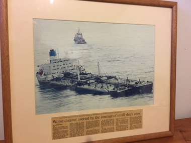 Photograph - Framed, Glazed Colour Photograph. Tanker 'Kirki' under tow, 06.07.2017