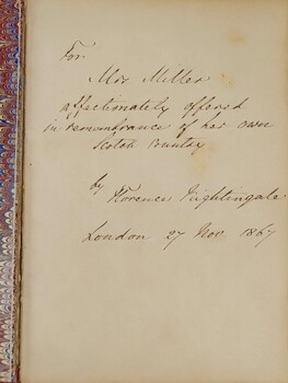 Florence Nightingale's inscription to Annie Miller