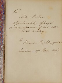 Florence Nightingale's inscription to Annie Miller