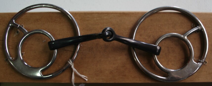 Polished steel, nickel plated horse bit, equestrian accessory