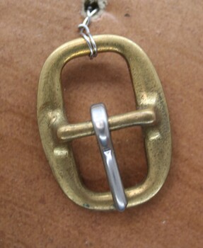 Brass buckle used as equine accessory
