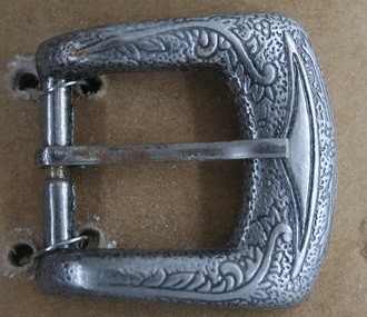 Engraved nickel dress half buckle