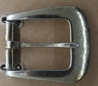 Brass half buckle as imported, sold and used in the manufacture of equine equipment by Holden and Frost, Adelaide