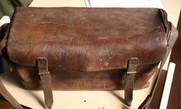 Postman's leather delivery bag manufactured by Holden and Frost