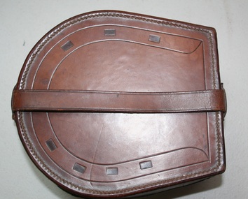 Leather collar bag as would have been used by clergy, made by Holden and Frost