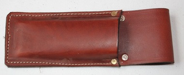 Brown leather belt mount tool pouch made by Holden and Frost