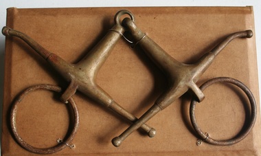 Brass heavy snaffle horse bit manufactured by Holden and Frost