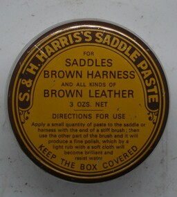 Paste for preservation of leather goods. Made by S & H Harris