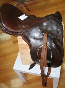 Brown leather Light station riding saddle 