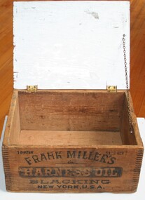 Rectangular wooden box used for the carriage of Harness dressings