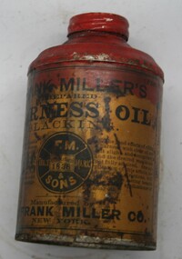Oil used for the protection of saddles and harnesses circa 1900