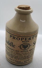 Ceramic Jar with cork stopper containing Properts Saddle stain