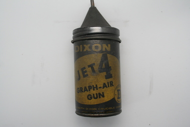 Container for holding graphite, can be used with air pressure to lubricate objects
