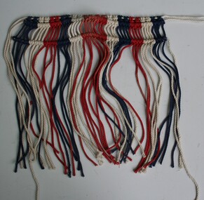 Multi coloured string eye shade  held together by knitted head band