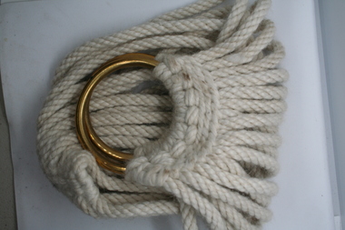 Corded whit cotton girth made with 15 individual lengths of cotton cordage