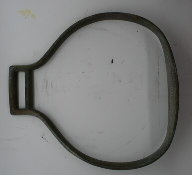 Nickel plated steel stirrup semi rounded in shape suited to side saddle riding