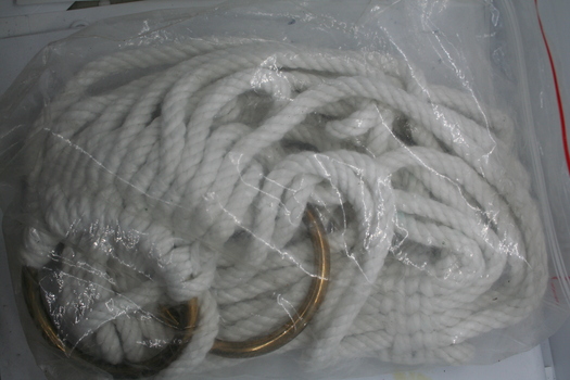 White cotton girth used as equine accssory