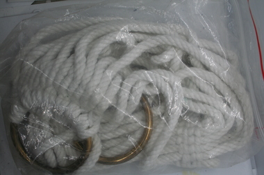 White cotton girth used as equine accssory
