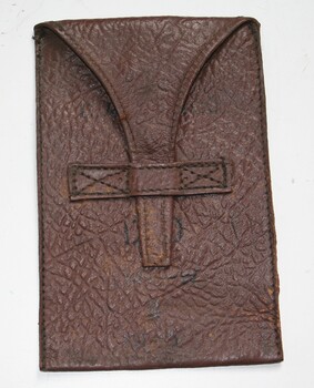 Leather document pouch covered in front