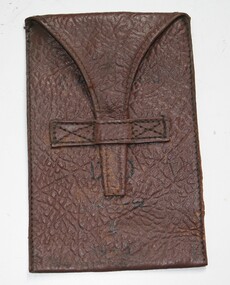 Leather document pouch covered in front
