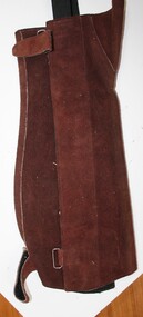Brown suede leather left leg legging used by polo players