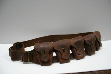 Brown leather Bandolier with five pouches for bullets