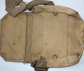 Canvas bag used to carry gas mask and other pieces of equipment