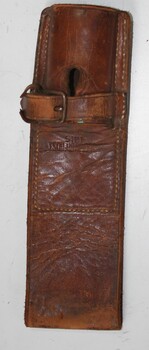 Brown leather belt mounted bayonet scabbard