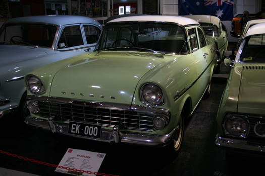 1961 EK model holden sedan. Green body with white roof, chrome bumper and grille