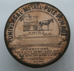 Round tin containing oil for preservation of metal