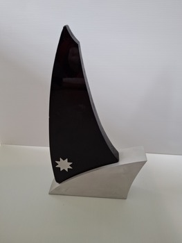 Black mounted trophy on chrome base