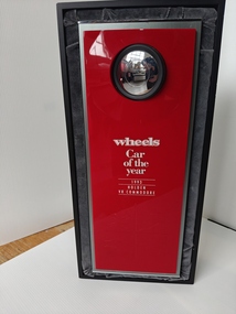 perspex award mounted in timber casing