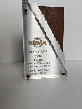 perspex aluminium and timber trophy