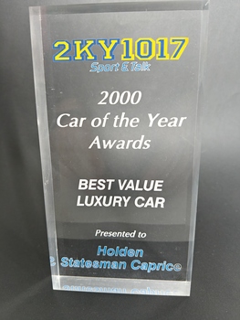 acrylic perspex trophy car of the year awards 2000