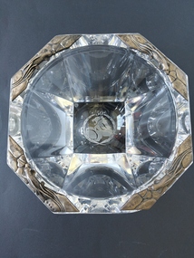 glass bowl with brass plates
