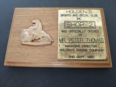 brass engraved plate with holden logo