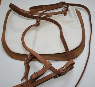 Canvas water carrier with leather straps