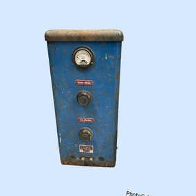Blue metal upright charger with gauges