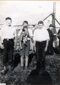 Photograph (sub-item) - Black and White, Three Wonga Park ‘lads’.  From left – ‘Bill’ (a friend), Ken and Harry Heims, 1930s