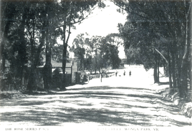Photograph (sub-item) - Black and White, View down Jumping Creek Road towards Lilydale in 1940’s with ‘Old Post Office’ on left.  Still standing in 1985, but is now part of a private home, late 1940s