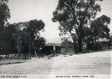 Photograph (sub-item) - Black and White, The Kiosk/Store in Wonga Park about 1948, owned by Mr. Arthur Davis.  This view is from the intersection of Yarra and Jumping Creek Roads, late 1940s
