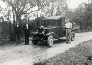 Photograph (sub-item) - Black and White, A Chevrolet truck in Toppings Road with the Heims family – c. 1937-8