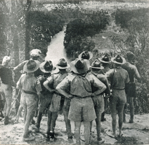 Photograph (sub-item) - Black and White, A view up the Yarra River from Wonga Park in the 1940’s. [Scouts on Mount Lofty looking upstream] ??