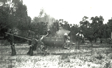 Photograph (sub-item) - Black and White, Fruit spraying on Heims’ property, c. 1934, c 1934
