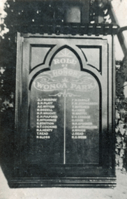 Photograph (sub-item) - Black and White, The Honour Roll to Wonga Park residents who served and or died in the First World War.  This was donated by the first Mr. Stocks, and hangs in the Wonga Park Hall today