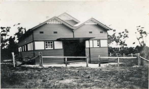 On the roofline on the left can be seen the gable of the old hall which was incorporated in the new hall and formed part of the stage and the then supper room